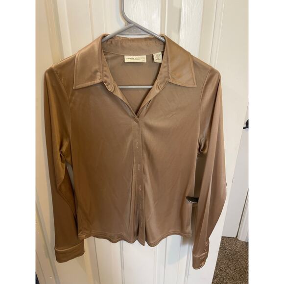 Americn Vintage Valerie Stevens Gold button down shirt small - Picture 1 of 5